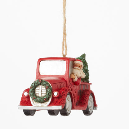HG Santa Plaid Red Truck Orn