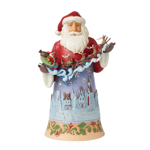 Santa Over Night Sky Figurine
