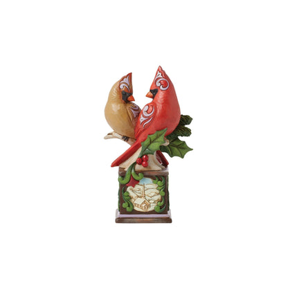 Cardinal Pair on Pedestal Fig