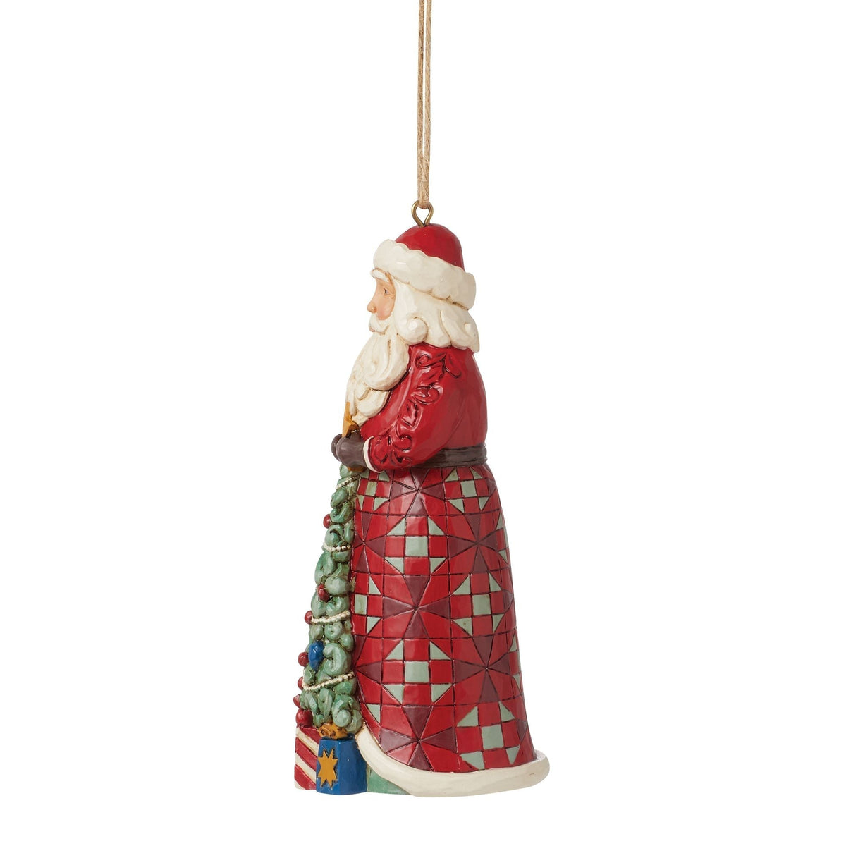 Santa with Tree in Skirt Orn