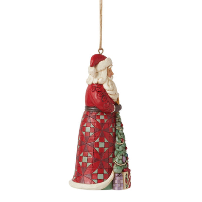 Santa with Tree in Skirt Orn