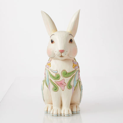 Planter White Floral Rabbit