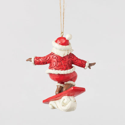 Snowboarding Santa Ornament