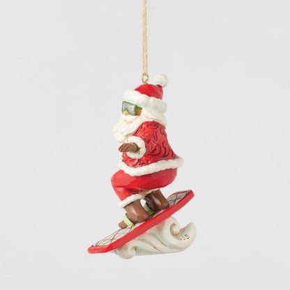 Snowboarding Santa Ornament