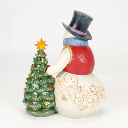 Snowman With Vintage Tree
