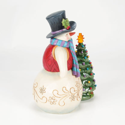 Snowman With Vintage Tree