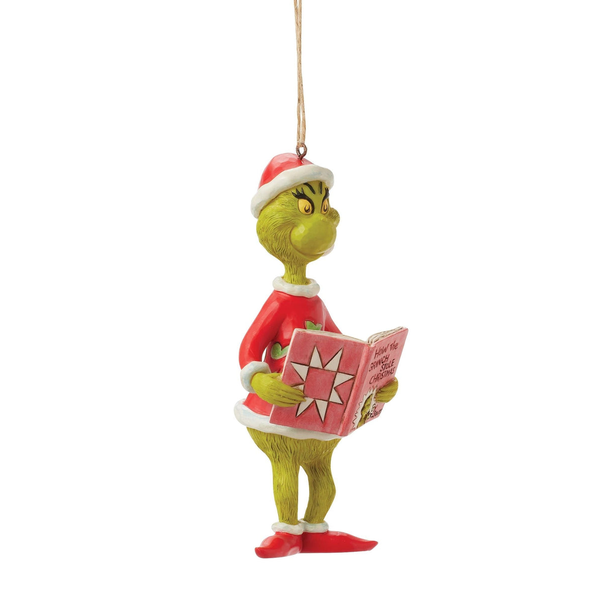 Grinch with Book Ornament