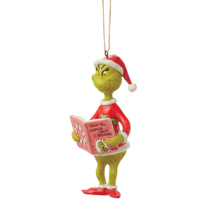 Grinch with Book Ornament