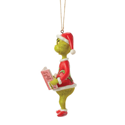 Grinch with Book Ornament
