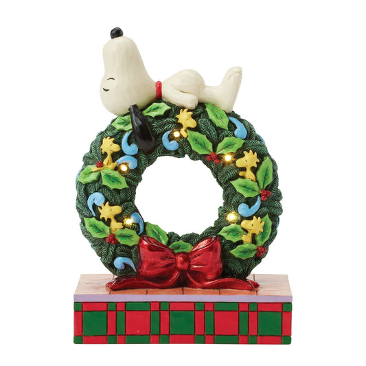 Snoopy Sleeping on LED Wreath